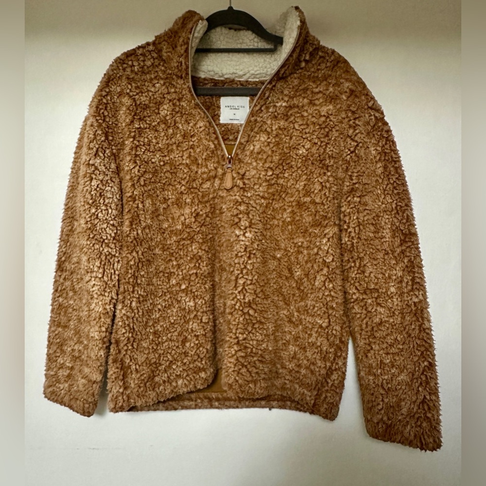 Angel Kiss Los Angeles Half-Zip Teddy Pullover size M